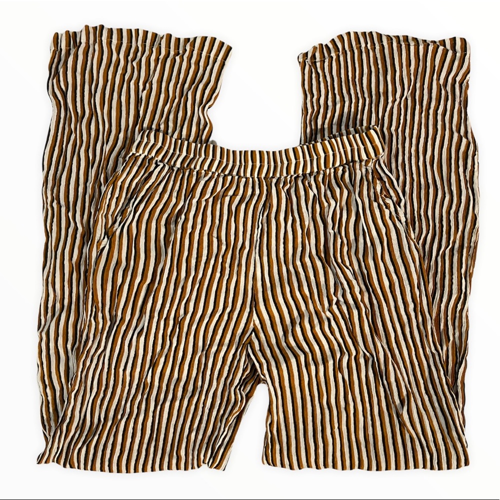 Nasty Gal Orange Black White Stripe Wide Leg Pants